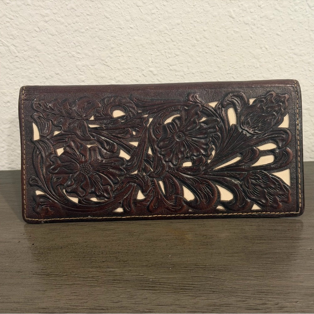 Brown Floral Cutout Wallet